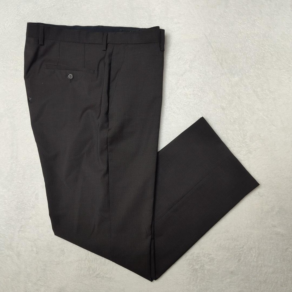HUGO BOSS Pants‎ Mens 34x30 Gray Check Central Wool Suit Slacks Trousers READ